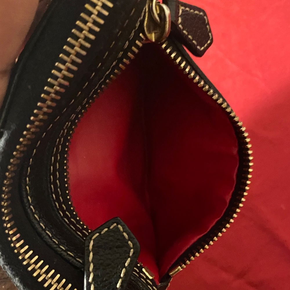 Dooney & Bourke Black Leather Zip Wristlet(Vintage) Gold hardware loaded - Picture 2 of 6